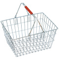 Selling red handle wire supermarket basket with inventory,good wire baskets